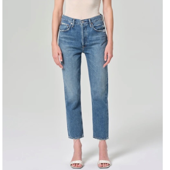 Agolde Riley High Rise Straight Crop Jeans - Picture 1 of 7